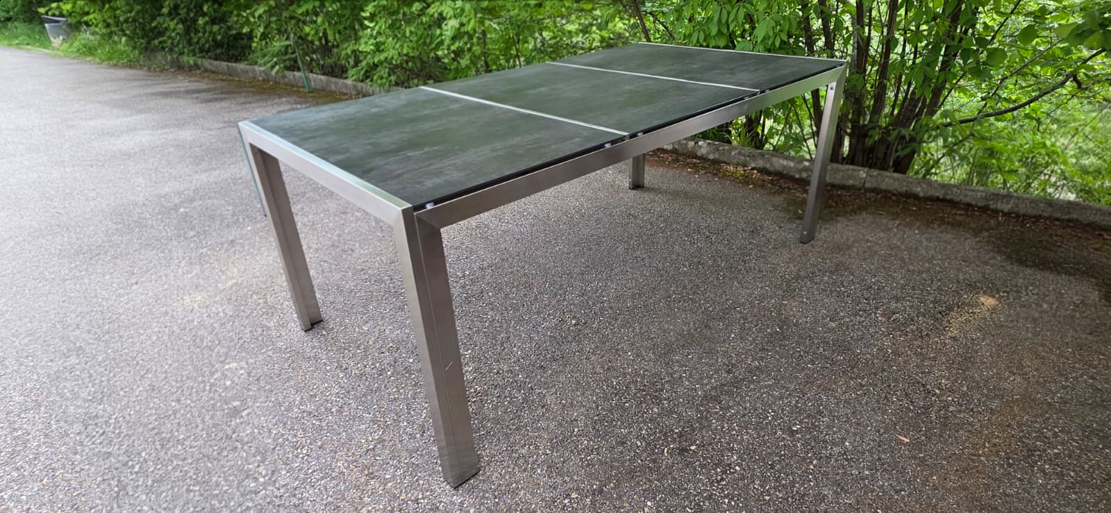 Esstisch, Glastisch, Metallrahmen, Outdoor, klappbar