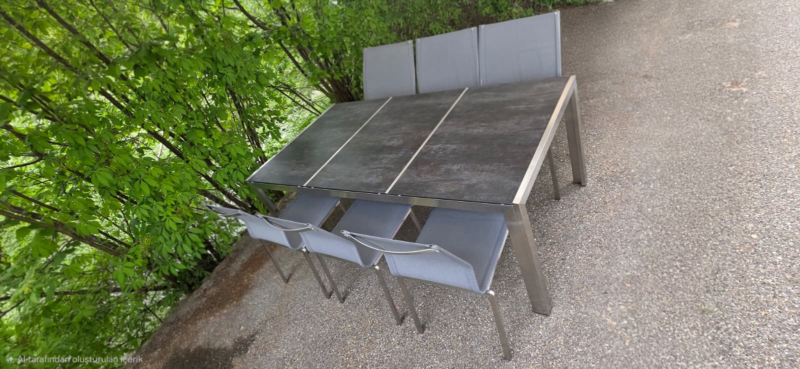 Gartenstuhl-Set, Esstisch, Metall, Grau, Outdoor-Möbel