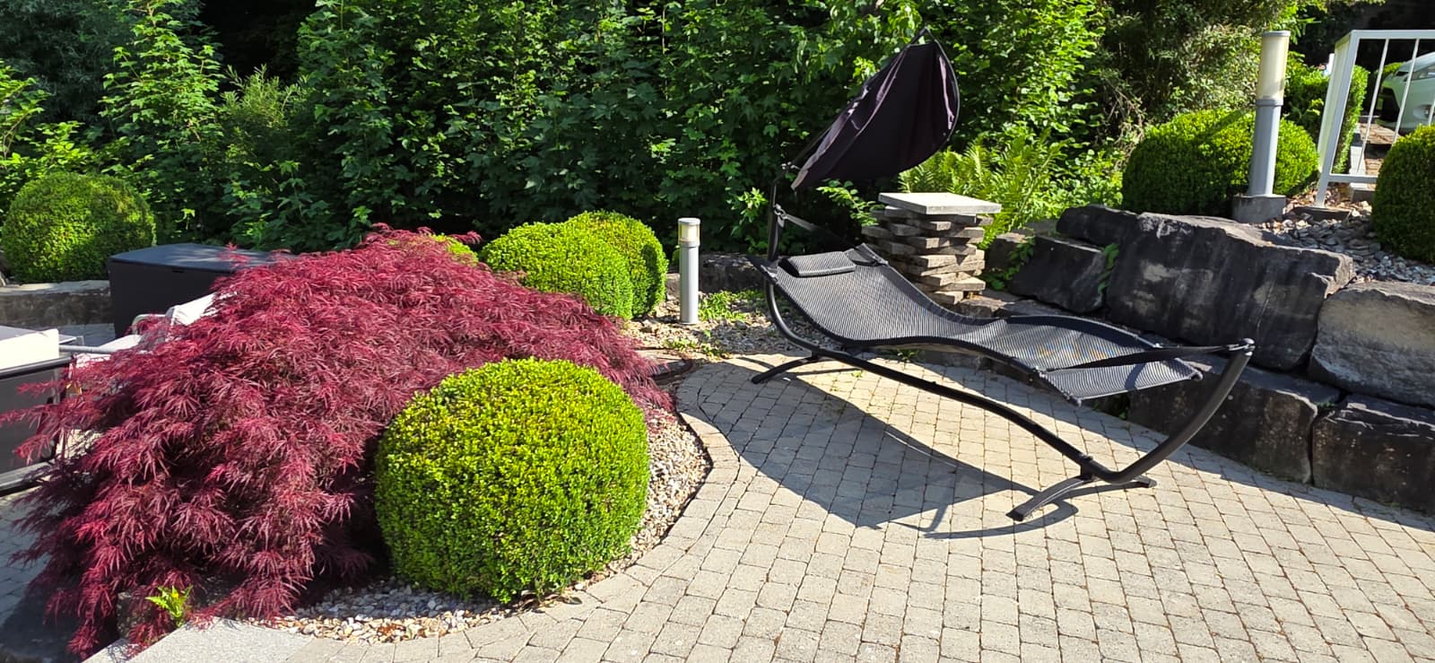 Lounge-Chair, Schaukelliege, Gartenstuhl, Sonnenliege, Sonnenliege Metall