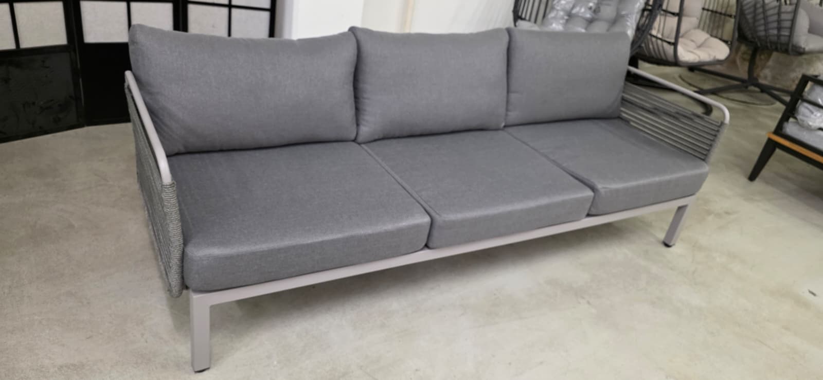 Sofa, Gartenmöbel, Rahmenstahl, Grau, Kissenstöcke