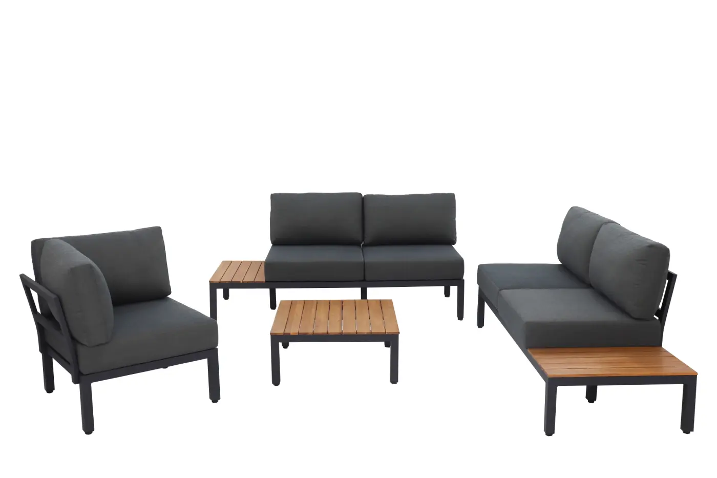 Gartenlounge Mendrisio, Alugestell schwarz pulverbesch