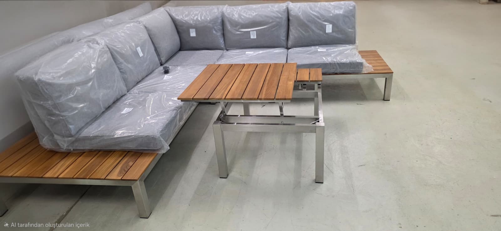 Sofa, Sofagarnitur, Außenbereich, Holzlatten, Metallrahmen