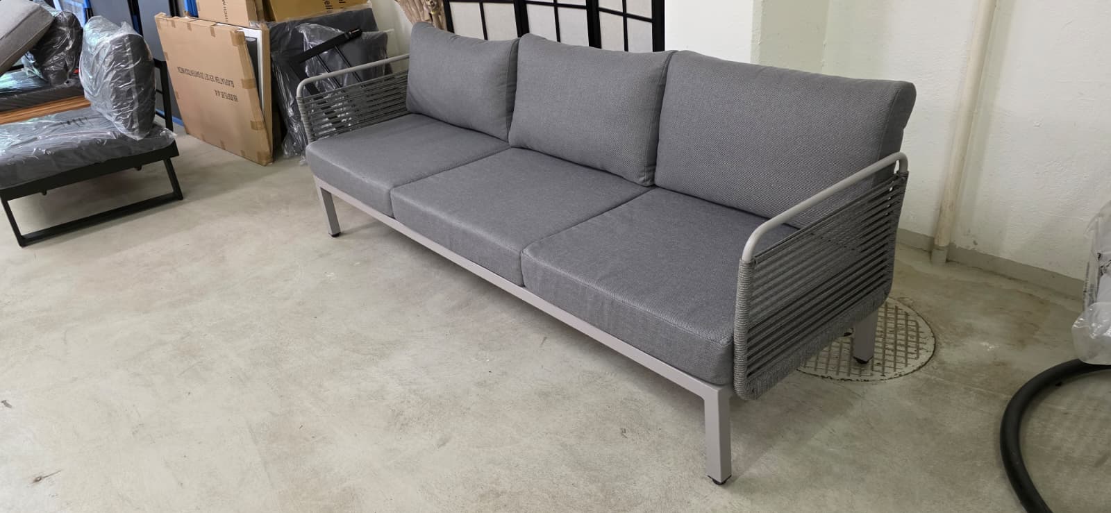 Sofa, Couch, Grau, Ledersessel, Outdoor-Outdoor-Sofa
